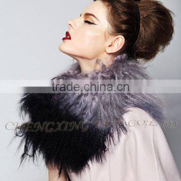 CX-A-62B Tip Dyed Women Detachable Real Mongolian Lamb Fur Collar photo-2
