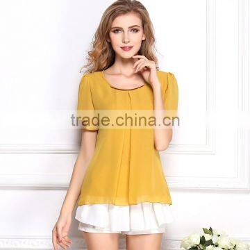 Latest Hot Sell European Summer Hot Sale Style Fashion Women Fancy Casual Lace Lady Shirts photo-5