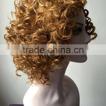 European Golden Hair Women Short Blonde Wigs Afro Kinky Synthetic Hair Lace Front Party Wig photo-3