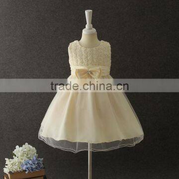 yellow rose decorative flowers children dress back bow dresses