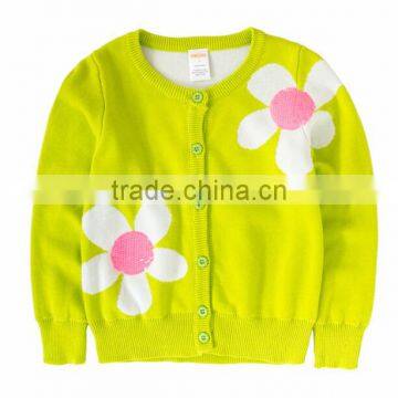 Latest Fancy Flowers Jacquard Girls Kids Knitting Cardigan Sweater photo-2
