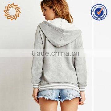 Custom 100%coton Winter Warm Women Fleece Jacket Snap Button With Hood photo-4