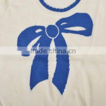 Jacquard Bowknot Infant Knitwear Sweater Scallop Trim Baby Girl Pullover Sweater photo-3