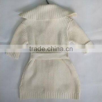 In-stock Salior Collar Short Sleeve Belt Knitted Girls Cardigan Sweater photo-2