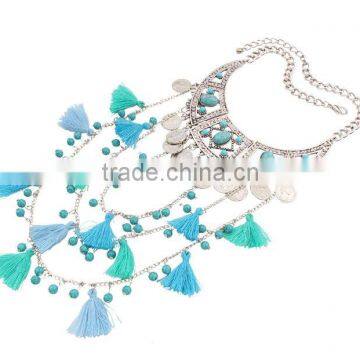 Zm34112a Fashion Women Resin Layered Long Tassel Necklace Jewelry photo-2