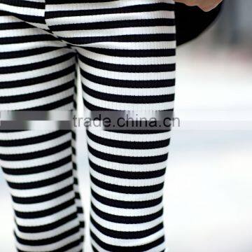 fashion legging capris slim fit for baby girl wahsed knitting pant for young girl elastane waist cross stripe pant