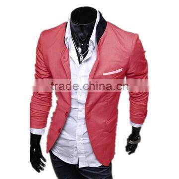 Mens Korean Slim Fit Fashion Blazer Suit Jacket Black Gray Red Size M to 2XL Male Blazers Mens Coat Wedding Dress photo-2