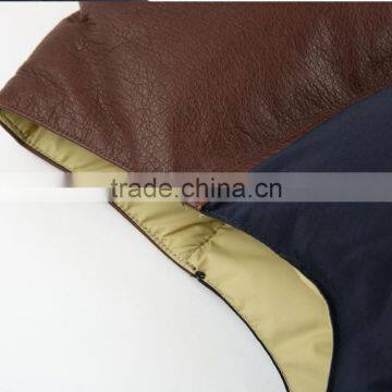 Top Sales High Quality Man Winter Fur Collar Leather Nyon Down Vest photo-5