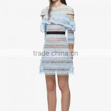 2017guangzhou Women Lace Hollow Patchwork Dress photo-3