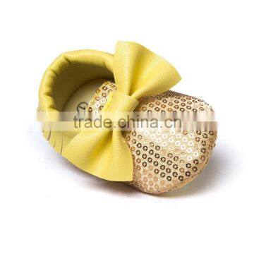 High quality pu sequin baby moccasins