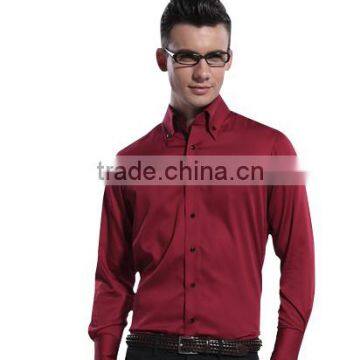 2017 Burgundy Button Down Collar Dress Wedding Tuxedo Shirt photo-2