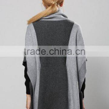 Womens Free Crochet Knit Turtleneck Sweater Pattern Poncho With High Quality photo-3