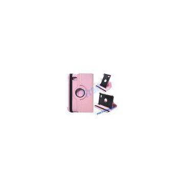 360 Degree Rotating Leather Stand Cover Smart Case for Samsung Galaxy Tab P6200(Pink)