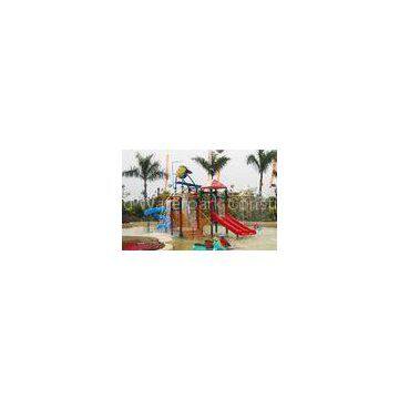 Kids Water House Playground Structures With Water Slide, Climb Net, Water Spray