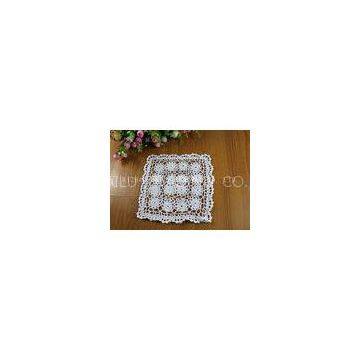 White Flower Square Crochet Floor Rug / Cotton Handmade Crochet Placemat