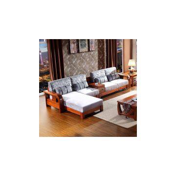 Modern Chinese style nanmu wood sofa Corner cloth art sofa combination High-grade size family sitting room furniture