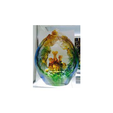 three sheep bring prosperity Liuli lead crystal craft for decorations