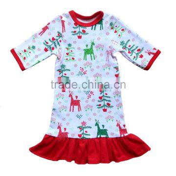 18 inch cute accessories doll dress 3/4 sleeve deer and tree pattern ruffle hem for christmas day