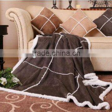 Home decorative goods royal design PV plush with sherpa back side blanket