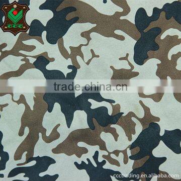 camouflage cow split suede leather