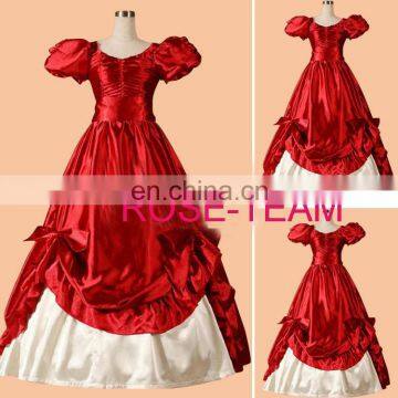 Rose Team-Free Shipping Custom Made Southern Belle Red Dress Civil War Ball Gown Sexy Carnival Halloween Costume