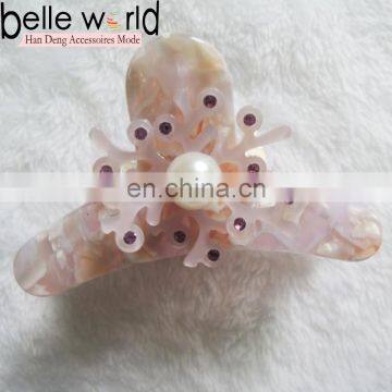 Elegant lady small pearls design cellulose acetate hair claw clips