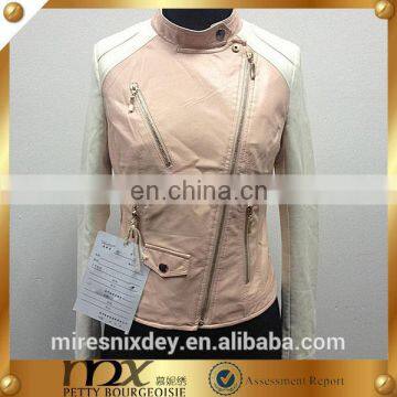 Latest design women side zip leather jacket