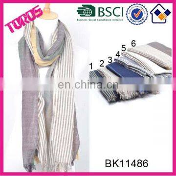 NEW ARRIVAL STRIPE POLYESTER WOMEN'S LONG YARN DYED SCARF