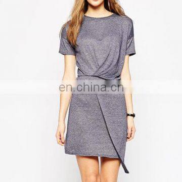 High quality front wrap dress designers dress in short sleeves