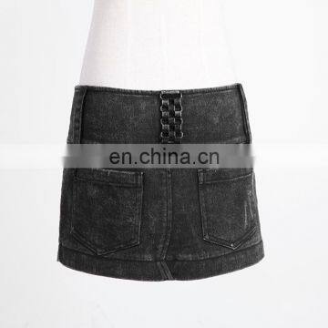 Black Vintage Denim Mini Skirt Q-218 Punk Rave photo-2