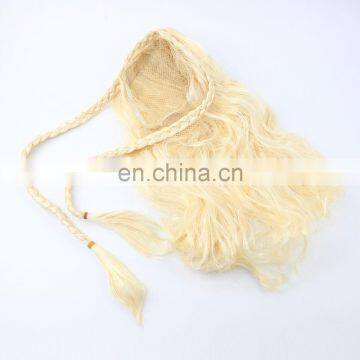 Golden Hair Braid Wigs European and American Girl Wigs photo-4
