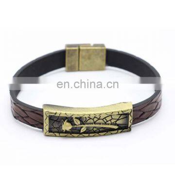 Fashion cheap leather leather jewelry bracelet with alloy magnetic clasp