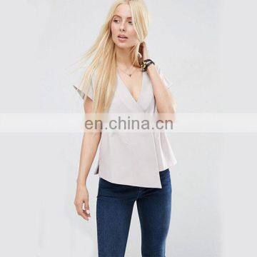 Hot sale fashion design summer women clothing wrap ladies tops