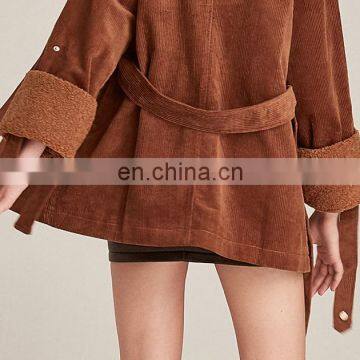 Hot Sale Fashion Women Corduroy Windbreaker Jacket Coat photo-5