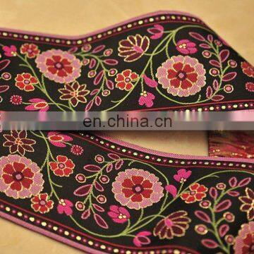embroidered trim bead ribbon