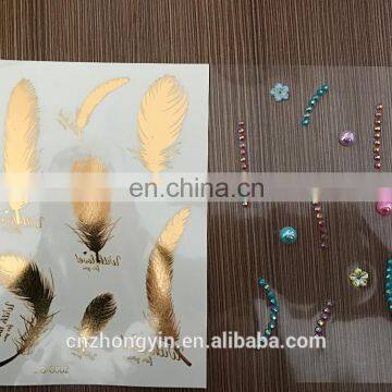 NEW GOLD Leaf DESIGN Temporary Rhinestone Tattoo