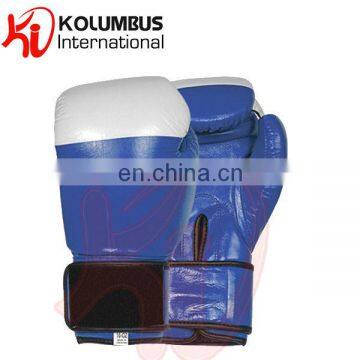 White Target Boxing Gloves in Leather, Blue Cowhide Leather Boxing Gloves