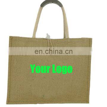 cotton handle grocery tote waterproof jute bag with Zipper