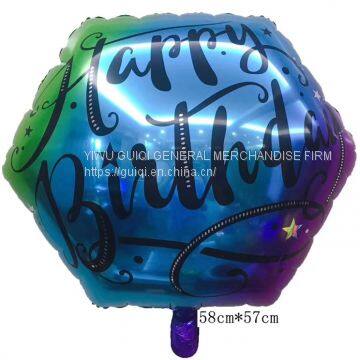 foil balloon  happy birthday hexagon helium balloon mylar balloon party balloon decoration balloon