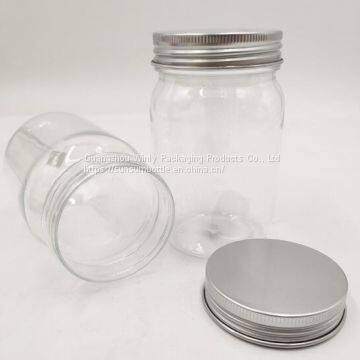 250ml Clear Wide Mouth Pet Plastic Jar with Silver Aluminum Cap