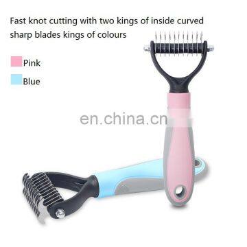 Pet Grooming Tool 2 Sided Undercoat RakeTangles Hair Remove Dog Knot Brush photo-2