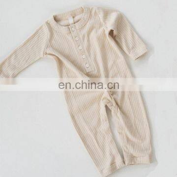 Full Sleeve Legs Rib Newborn Baby Snap Romper Organic Cotton