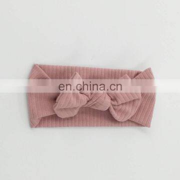 Organic Cotton Bow Knot Knitted Ribbed Baby Headband For Babies photo-4