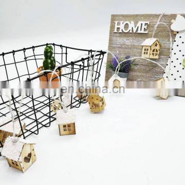 10LED String Wooden Christmas House Lights Hanging For Christmas Decoration Battery Operated photo-3