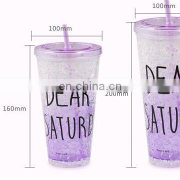 Double Wall Beautiful Plastic Water Bottle With Straw 450ml photo-3