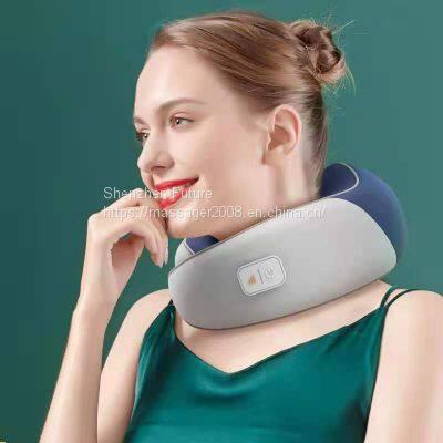 Lightweight OEM Travel Neck Massage Pillow Battery-powered Vibration U Shape Neck Massager