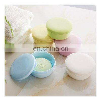 Round Travel Sealing Box Storage Portable Bathroom Bar Soap Container Dish Rack Plastic Small Soap Container Box Dish Draining