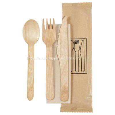 FSC certified wooden forks and spoons disposable fork knife spoon eco friendly compostable tableware