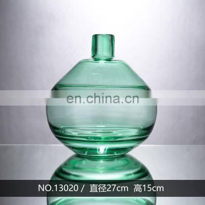 Modern Nordic Regular Shape Green Colored Crystal Glass Vase For Home Decoration photo-4