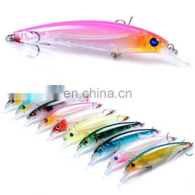 Hot Sale 11cm 13.4g ABS Plastic Fish Bait Fishing Minnow With Feather Hook